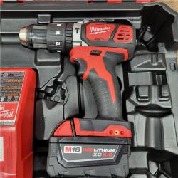 AS-IS Milwaukee 2904-22 Hammer Drill Driver Kit with Batteries  Charger & Tool Case  Red