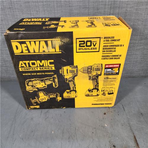 HOUSTON LOCATION - AS-IS (APPEARS LIKE NEW) DeWalt 20V MAX ATOMIC Cordless Brushless 4 Tool Combo Kit