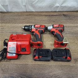 AS-IS M18 18V Lithium-Ion Brushless Cordless Compact Drill/Impact Combo Kit (2-Tool) W/(2) 2.0 Ah Batteries, Charger & Bag