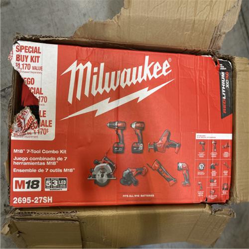 NEW! - Milwaukee M18 18-Volt Lithium-Ion Cordless Combo Kit 7-Tool with 2-Batteries, Charger and Tool Bag