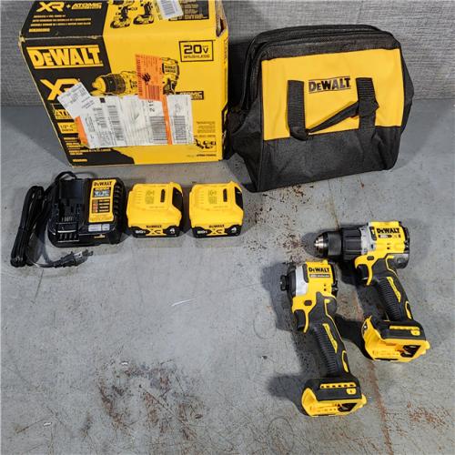 HOUSTON LOCATION - AS-IS DEWALT 20V MAX XR Hammer Drill and ATOMIC Impact Driver 2 Tool Cordless Combo Kit with (2) 4.0Ah Batteries, Charger, and Bag