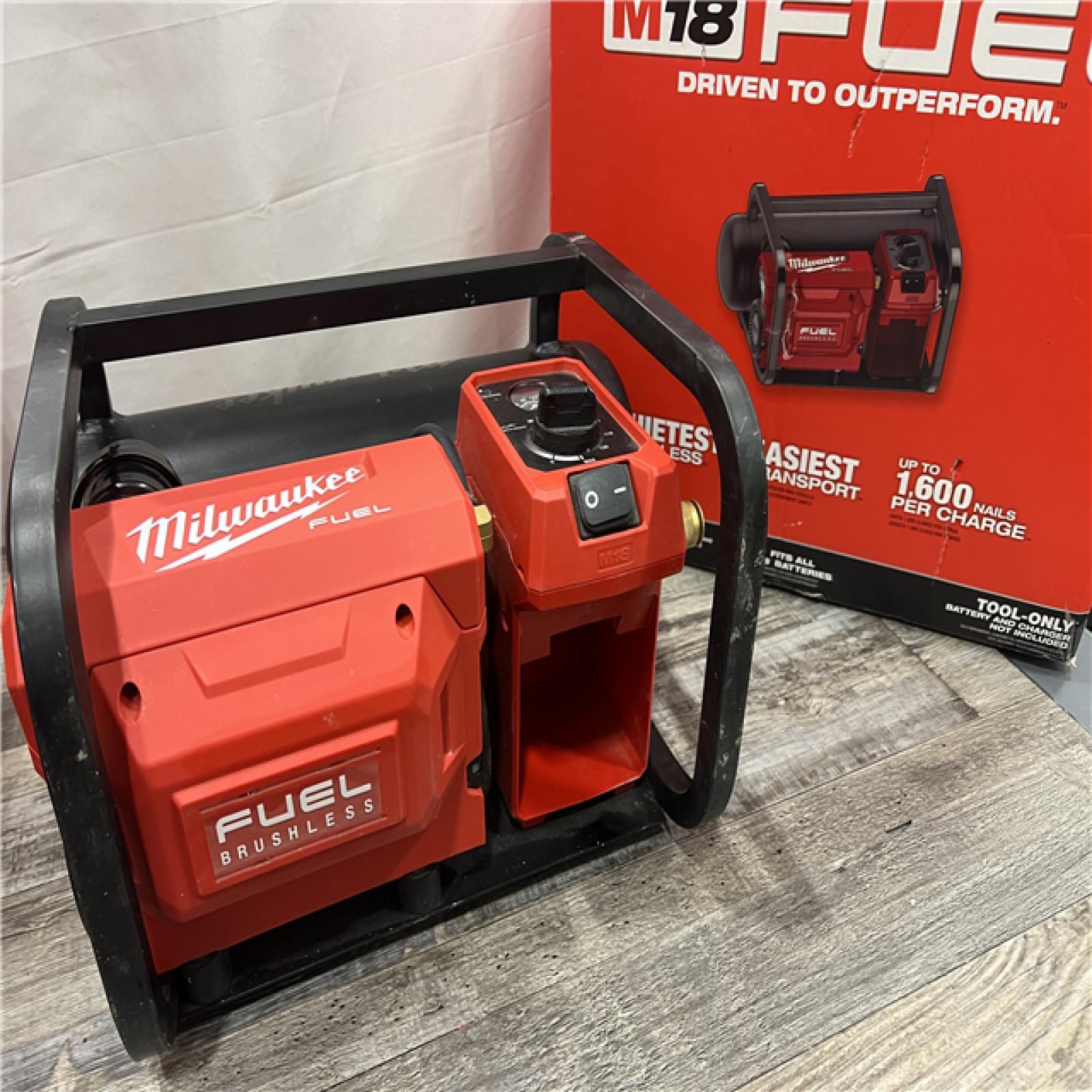 AS-IS MILWAUKEE M18 FUEL 18-Volt Lithium-Ion Brushless Cordless 2 Gal. Electric Compact Quiet Compressor (Tool-Only)