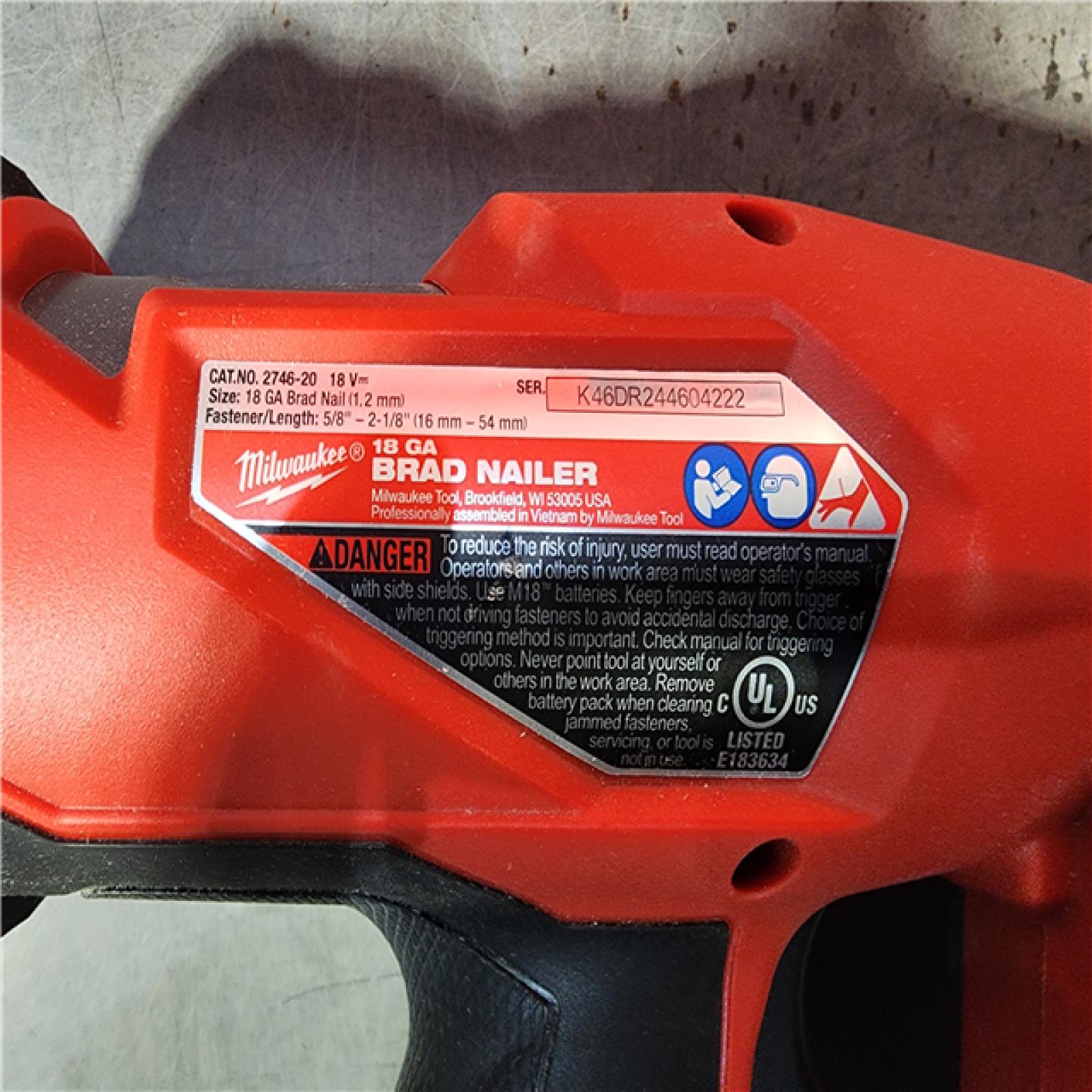 HOUSTON LOCATION - AS-IS Milwaukee M18 Fuel 18V Brushless 18-Gauge Brad Nailer 2746-20 (Bare Tool)