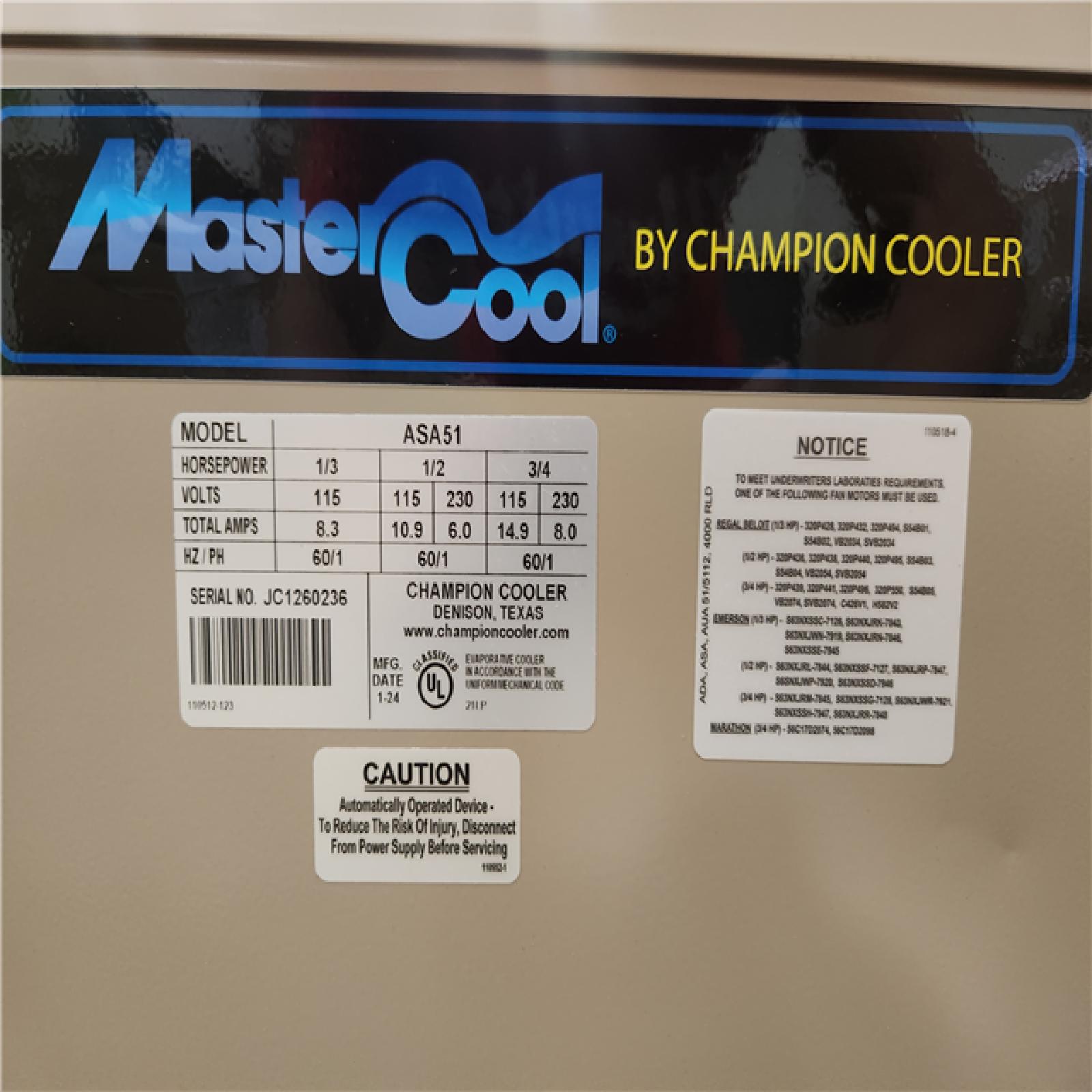 Phoenix Location MasterCool 5000 CFM Side-Draft Wall/Roof 8 in. Media Evaporative Cooler for 1650 sq. ft. (Motor Not Included)