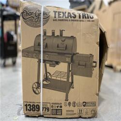 DALLAS LOCATION - Char-Griller Texas Trio 4-Burner Dual Fuel Grill with Smoker in Black