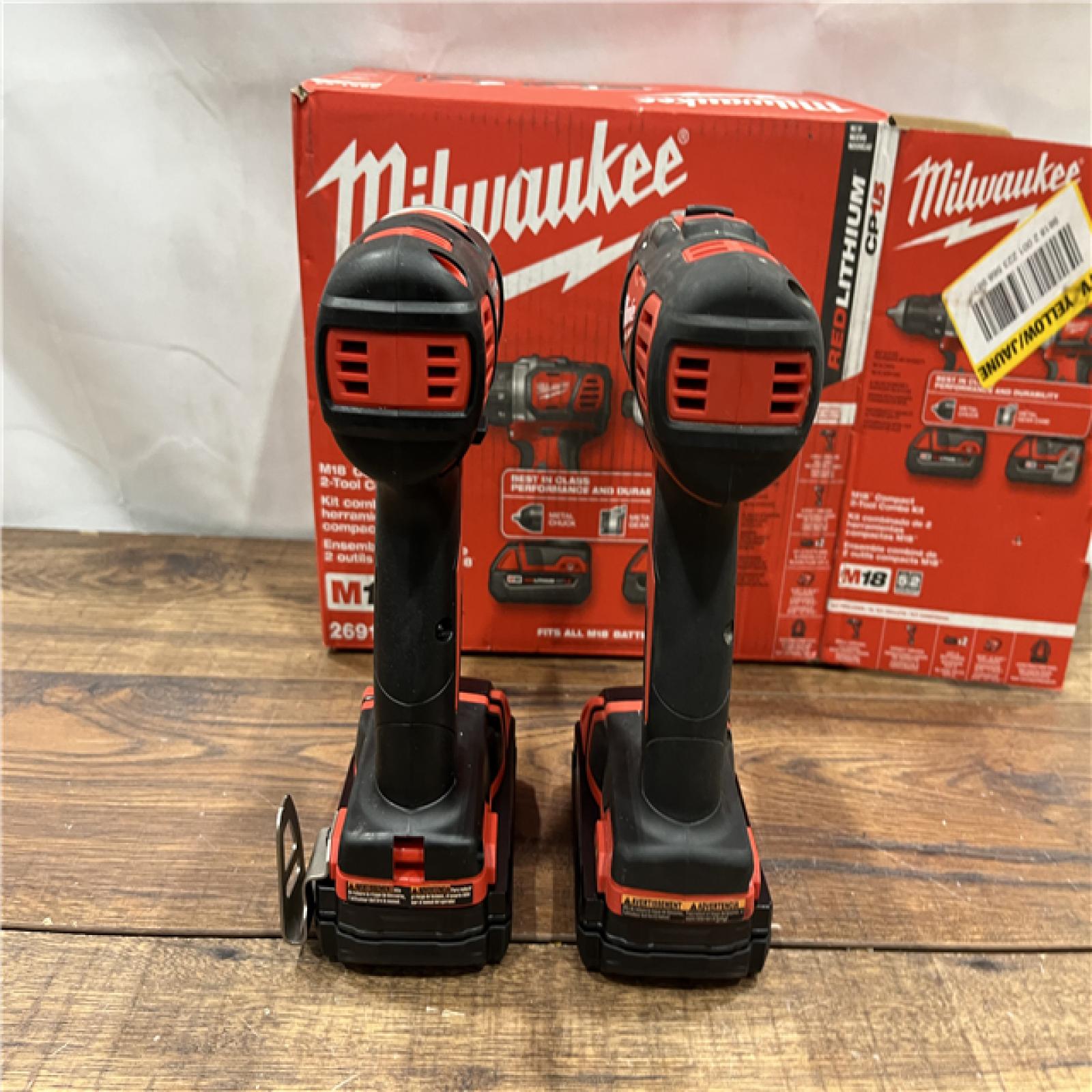 AS IS Milwaukee M18 18V Cordless Brushed 2 Tool Drill/Driver and Impact Driver Kit