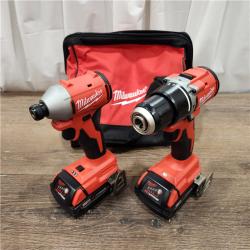 AS-IS M18 18-Volt Lithium-Ion Brushless Cordless Compact Hammer Drill/Impact Combo Kit (2-Tool) with (2) Batteries, Bag