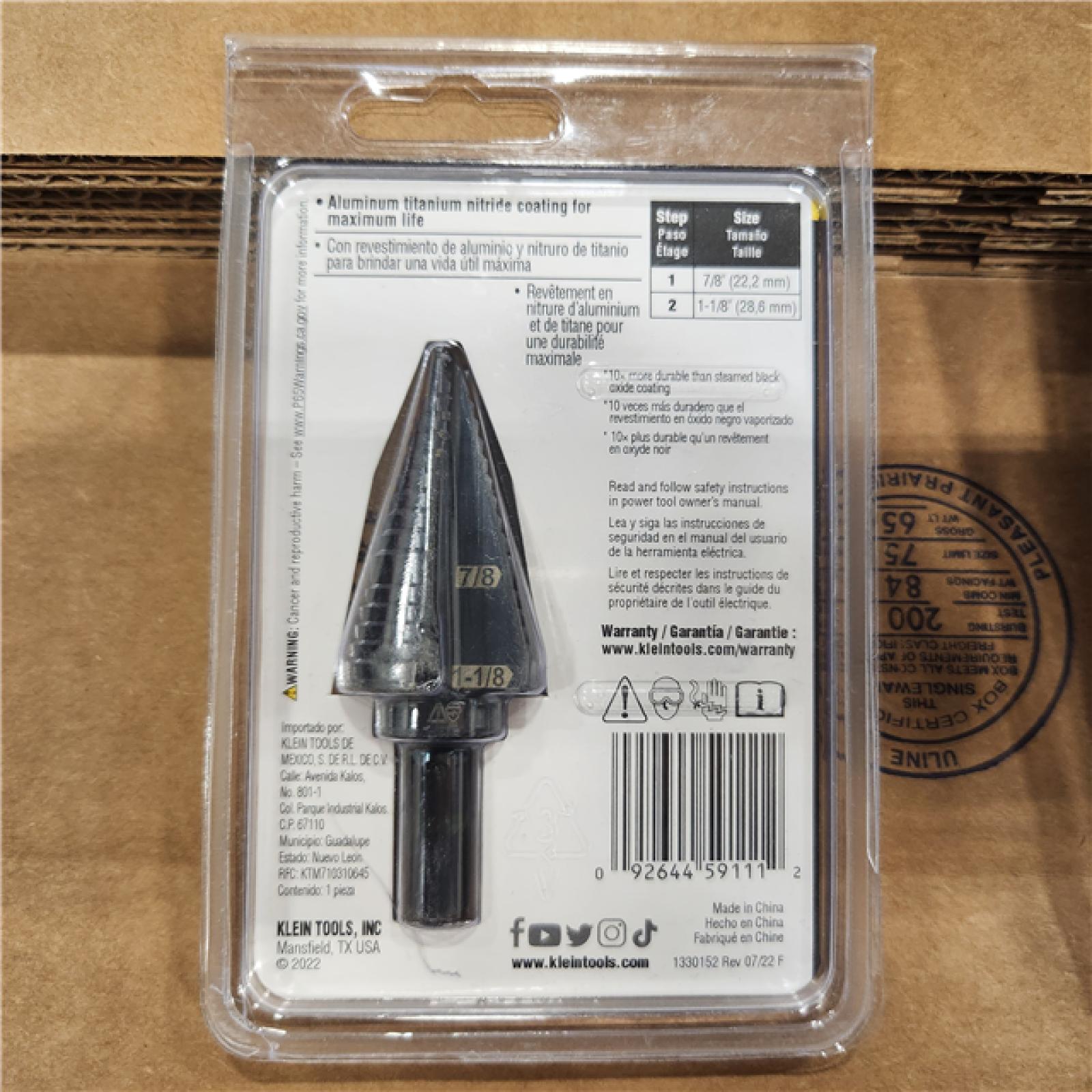 NEW Klein Tools High Speed Steel Double Flute Step Drill Bit 1 Pc.