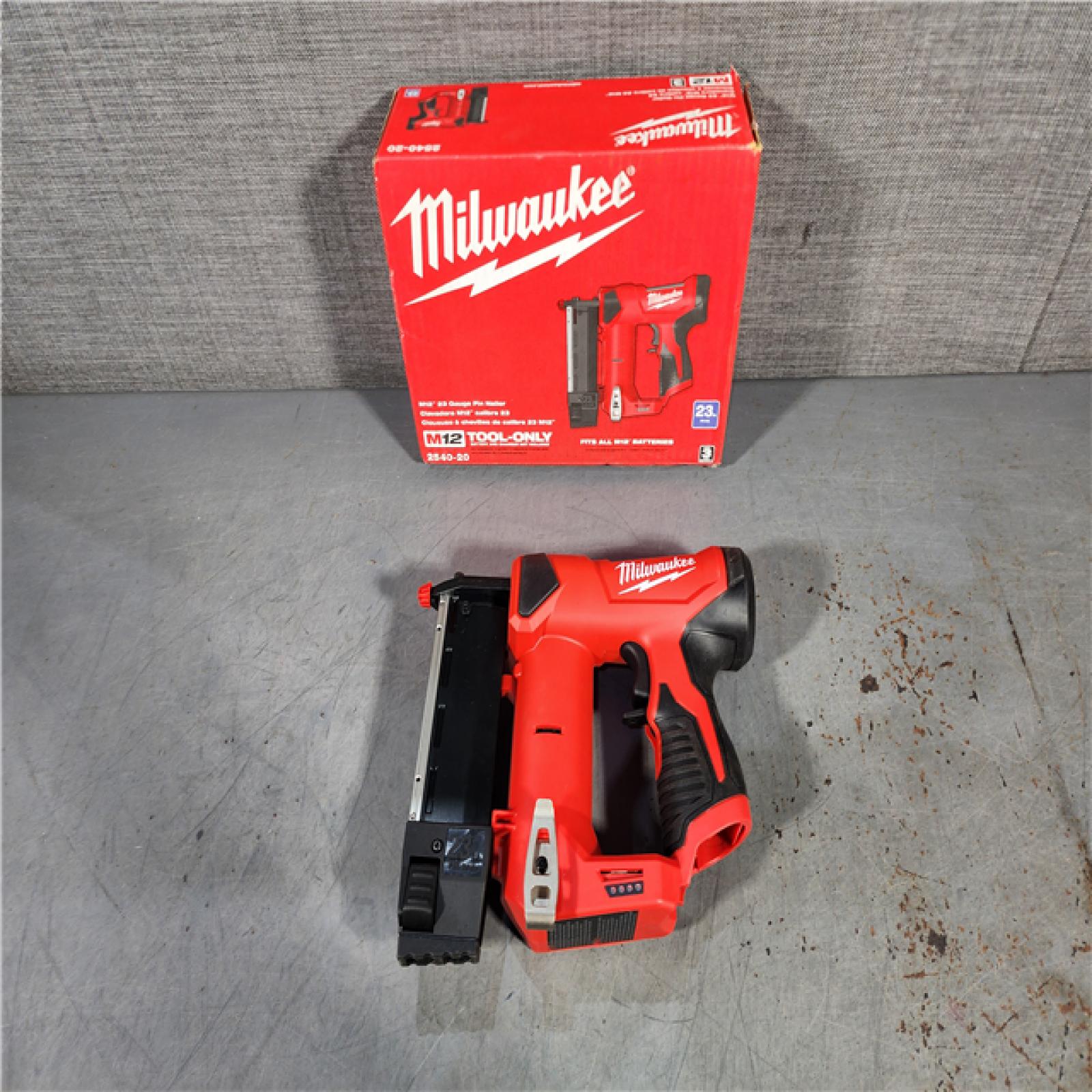 HOUSTON LOCATION - AS-IS (APPEARS LIKE NEW) Milwaukee 2540-20 12V 23 Gauge Cordless Pin Nailer (Tool Only)