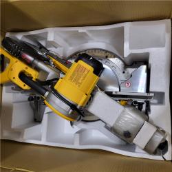 AS-IS DEWALT 15 Amp Corded 12 in. Double Bevel Sliding Compound Miter Saw, Blade Wrench and Material Clamp