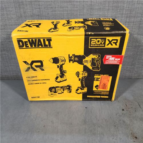 HOUSTON LOCATION - AS-IS DEWALT 20-Volt Maximum Lithium-Ion Cordless 4-Tool Combo Kit with (2) 4 Ah Batteries and Charger