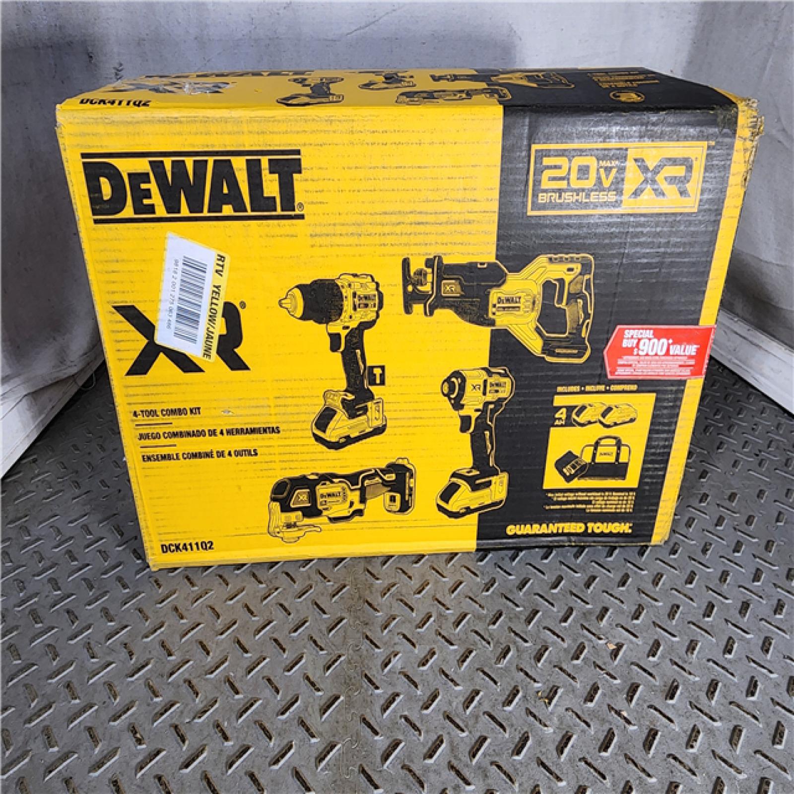 HOUSTON LOCATION - AS-IS DEWALT 20-Volt Maximum Lithium-Ion Cordless 4-Tool Combo Kit with (2) 4 Ah Batteries and Charger