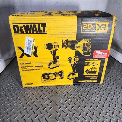 HOUSTON LOCATION - AS-IS DEWALT 20-Volt Maximum Lithium-Ion Cordless 4-Tool Combo Kit with (2) 4 Ah Batteries and Charger