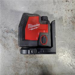 HOUSTON LOCATION - AS-IS MILWAUKEE 100 Ft. REDLITHIUM Lithium-Ion USB Green Rechargeable Cross Line Laser Level with Charger