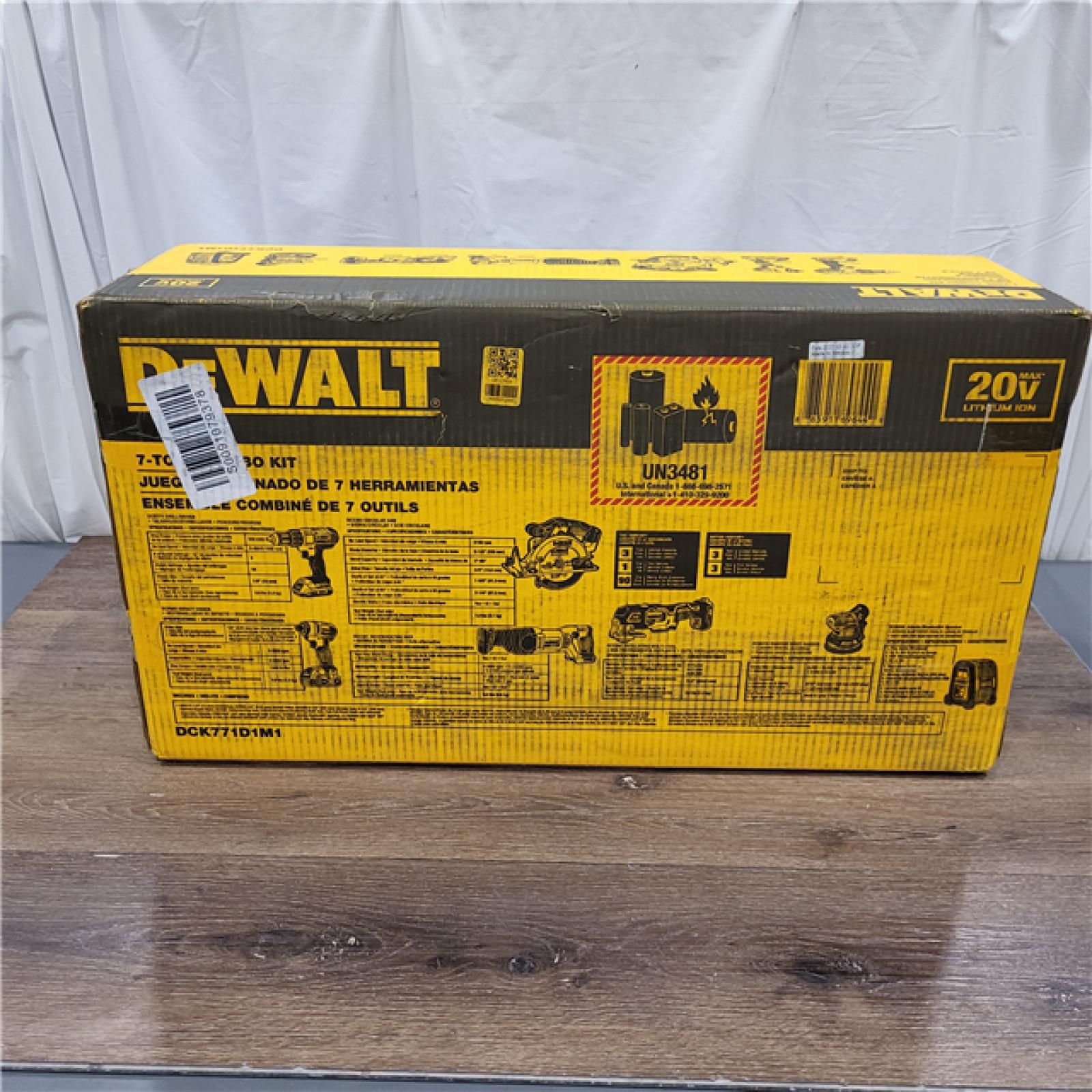 AS-IS DEWALT DCK771D1M1 20V MAX Cordless 7-Tool Combo Kit