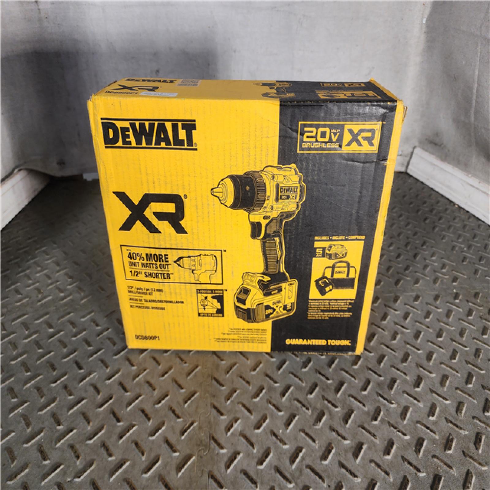 HOUSTON LOCATION - AS-IS (APPEARS LIKE NEW) DEWALT 20V MAX XR Brushless Cordless 1/2 Drill/Driver Kit