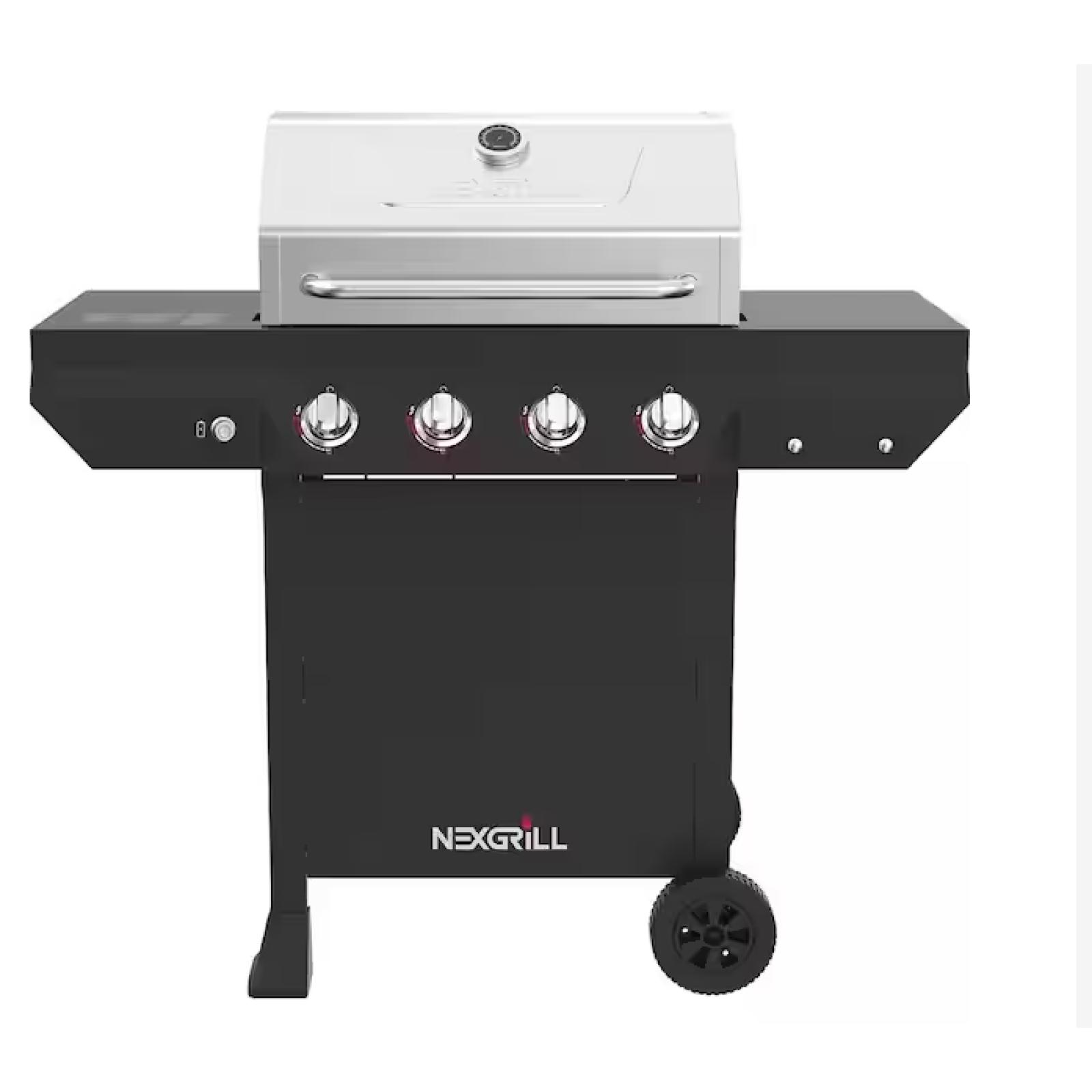 DALLAS LOCATION - Nexgrill 4-Burner Propane Gas Grill in Black with Stainless Steel Main Lid