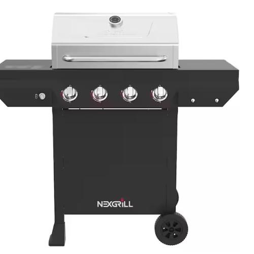 DALLAS LOCATION - Nexgrill 4-Burner Propane Gas Grill in Black with Stainless Steel Main Lid