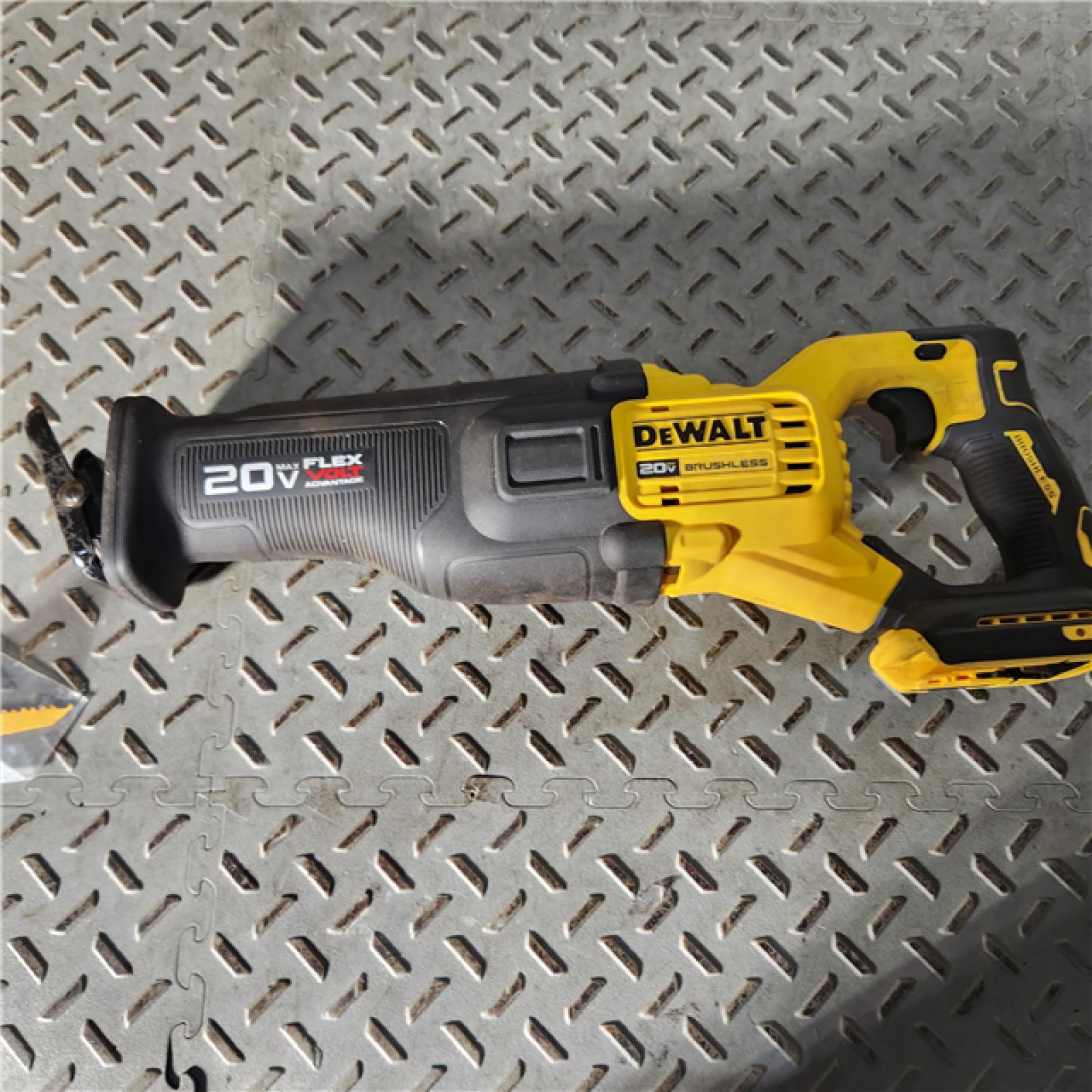 Houston location AS-IS DEWALT 20V MAX Lithium Ion Cordless Brushless Reciprocating Saw with FLEXVOLT ADVANTAGE (Tool Only)