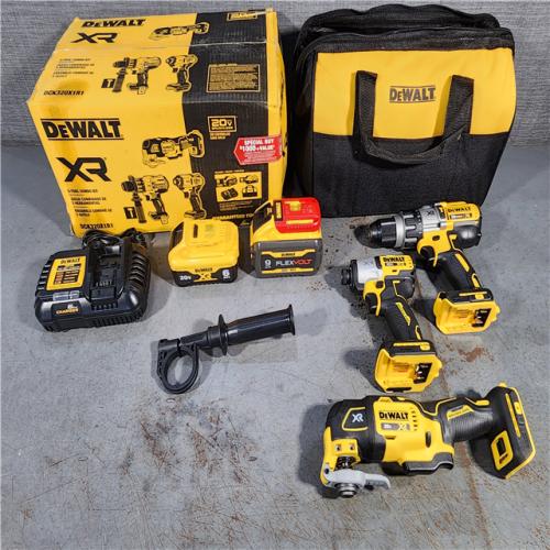 HOUSTON LOCATION - AS-IS (APPEARS LIKE NEW) DEWALT 20-Volt Lithium-Ion Cordless 3-Tool Combo Kit with FLEXVOLT 9 Ah and 20V 6 Ah Batteries and Charger