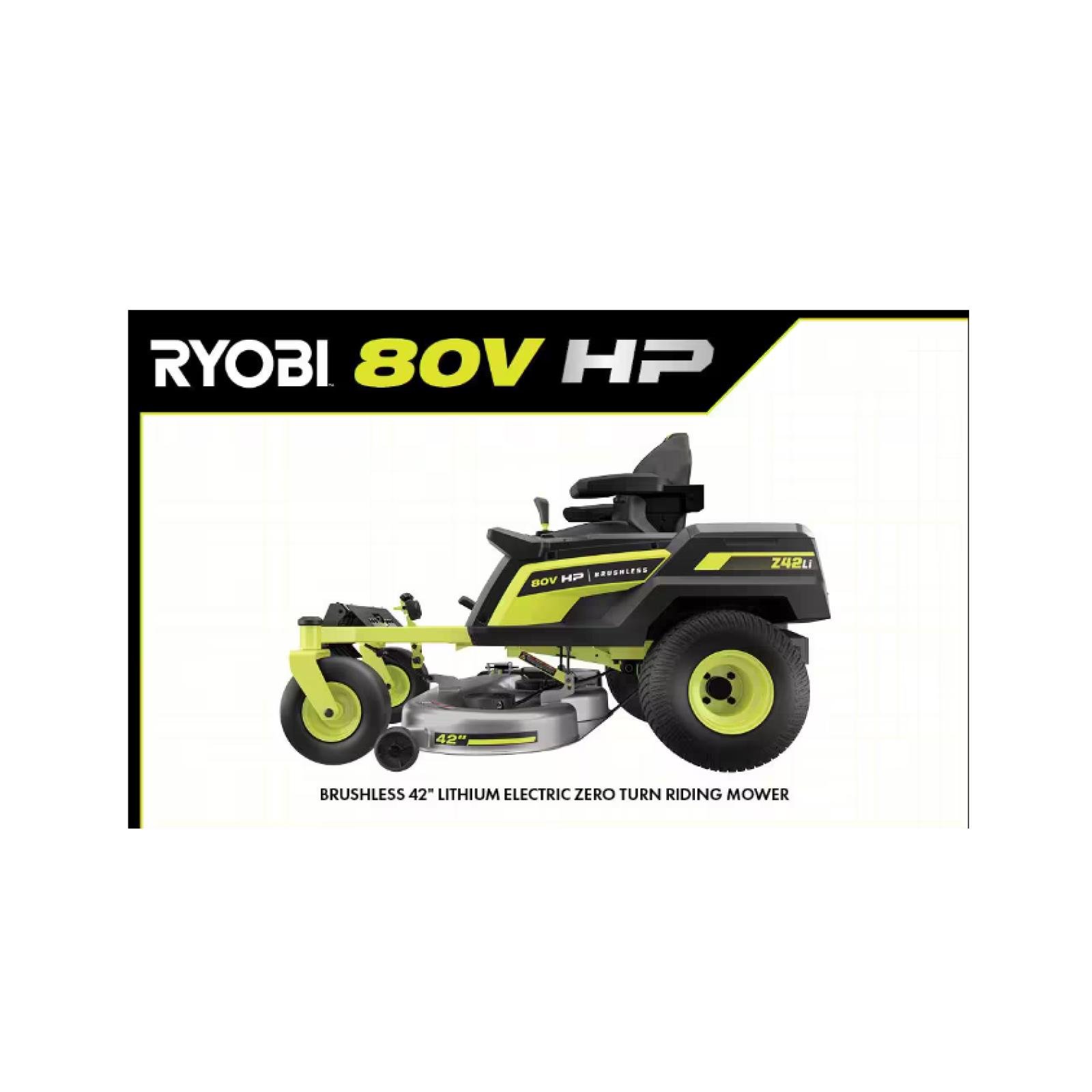 DALLAS LOCATION AS IS - RYOBI 80V HP Brushless 42 in. Battery Electric Cordless Zero Turn Riding Mower