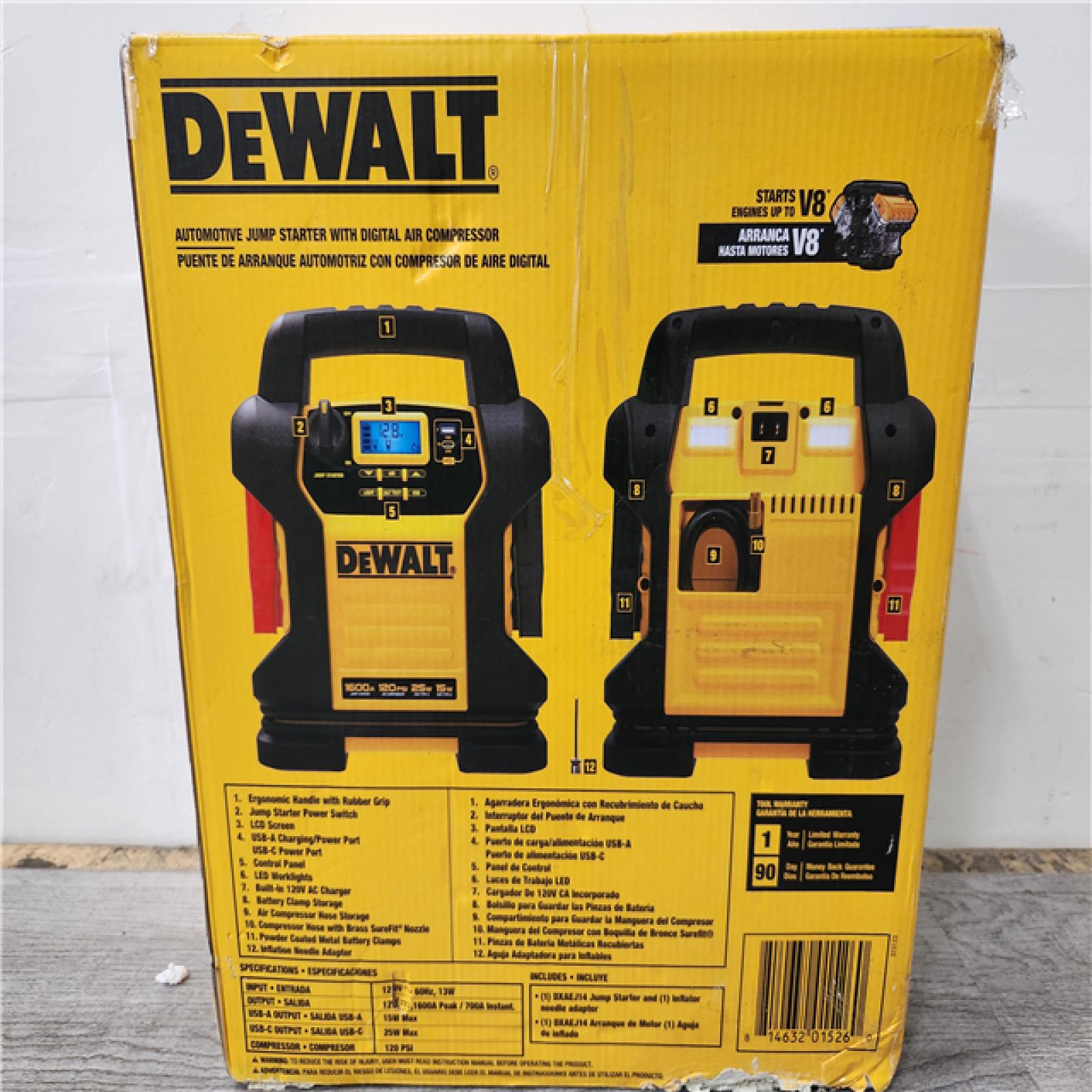 Phoenix Location DEWALT 1600 Peak Amp Jump Starter with Digital Compressor and USB Power Bank