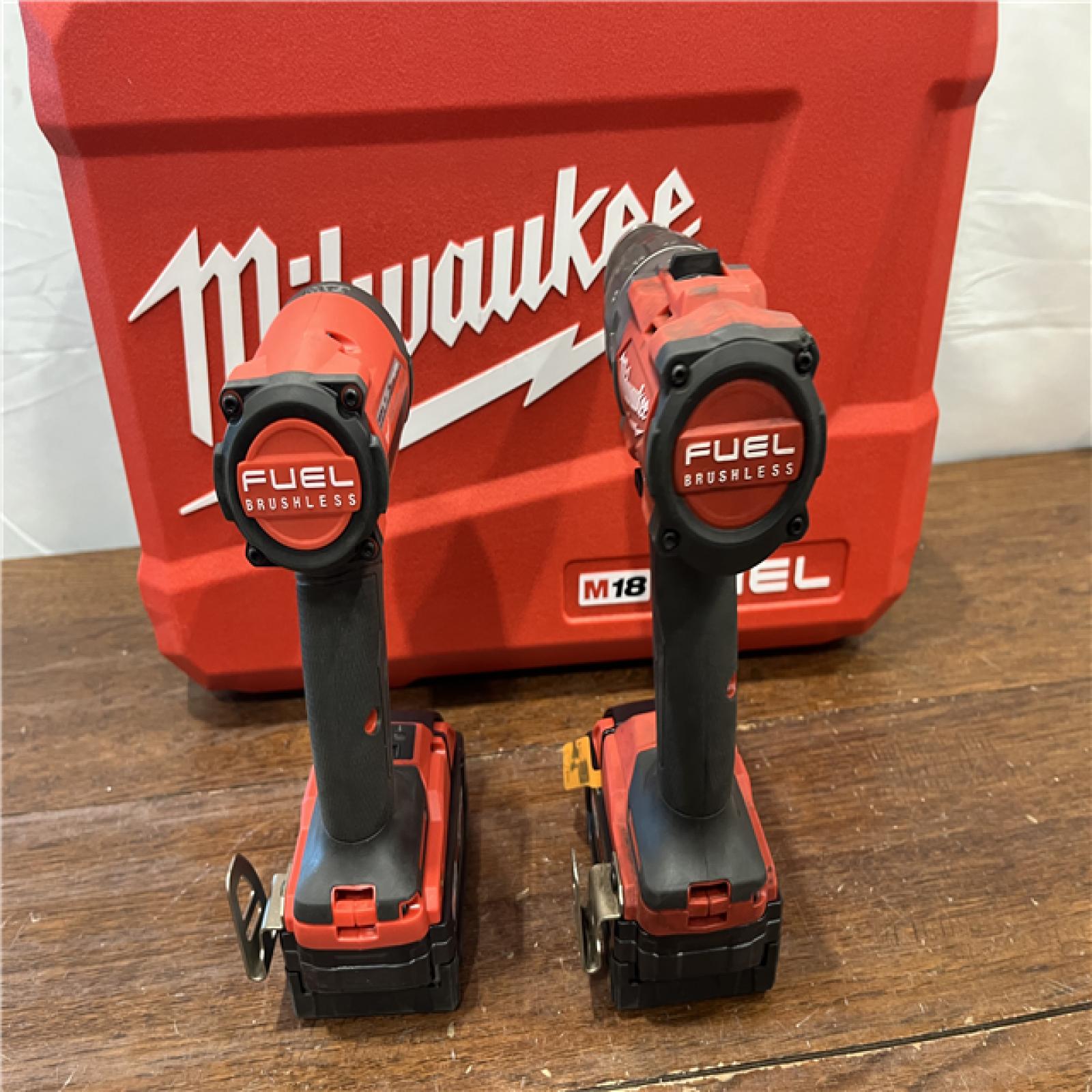 AS-ISMilwaukee M18 FUEL 18V Lithium-Ion Brushless Cordless Hammer Drill and Impact Driver Combo Kit (2-Tool) with 2 Batteries