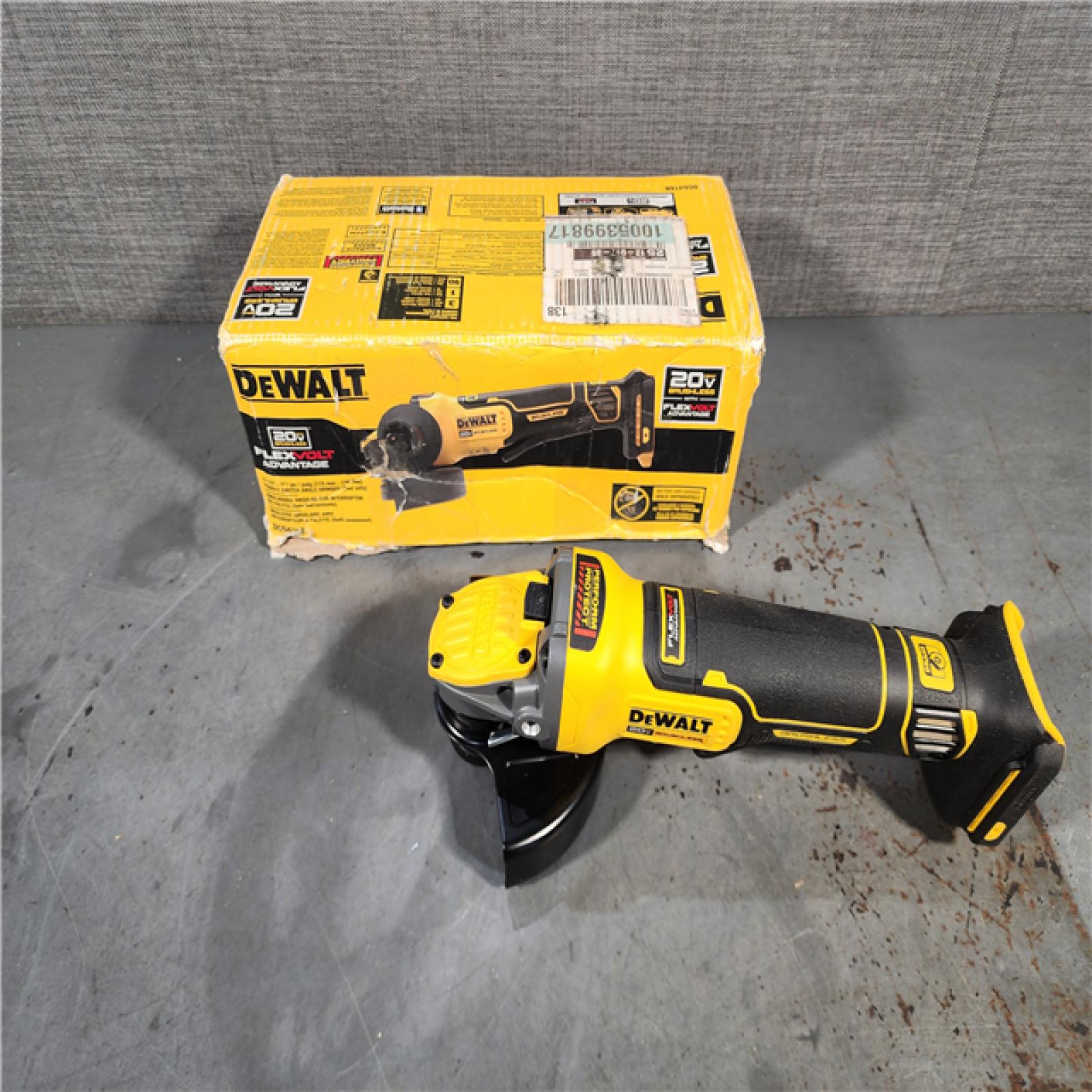 HOUSTON LOCATION - AS-IS DEWALT 20V MAX Cordless Brushless 4.5 - 5 in. Paddle Switch Angle Grinder with FLEXVOLT ADVANTAGE (Tool Only)