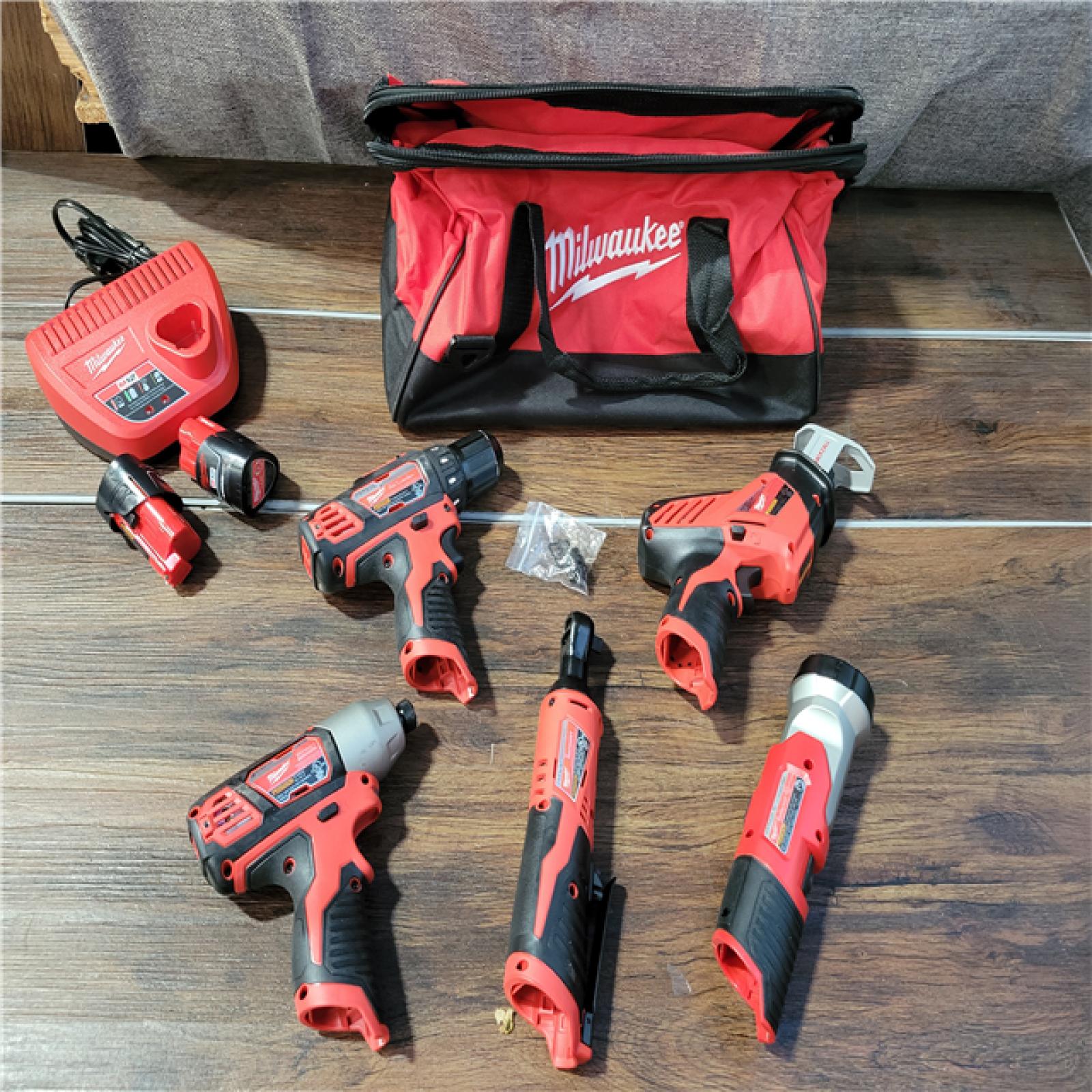 CALIFORNIA NEW MILWAUKEE M12 5-TOOL COMBO KIT (2 BATTERIES, 1 CHARGER, AND BAG INCLUDED)