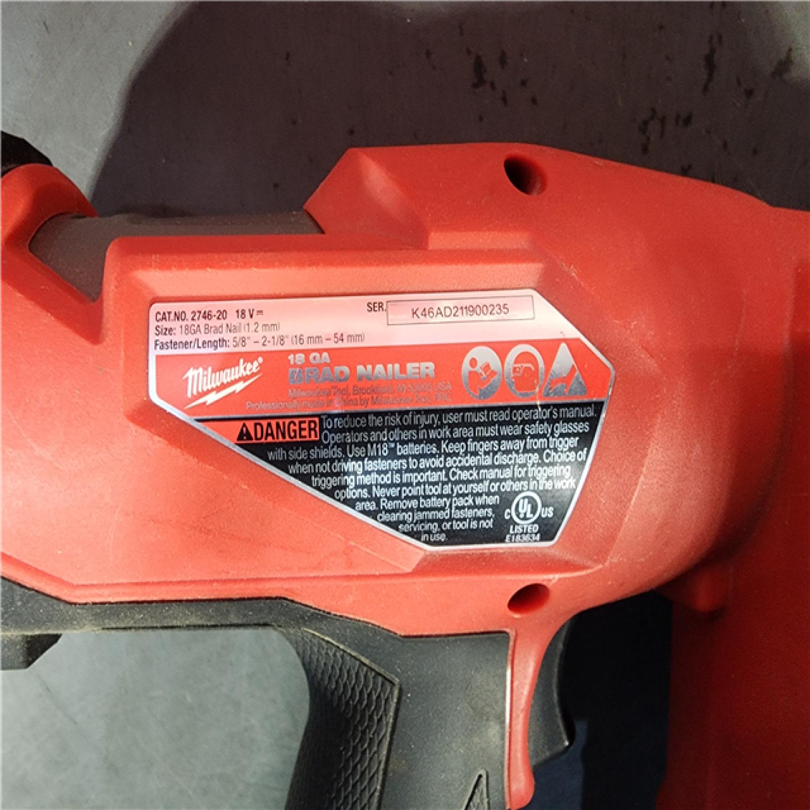 HOUSTON LOCATION - AS-IS Milwaukee M18 Fuel 18V Brushless 18-Gauge Brad Nailer 2746-20 (Bare Tool)