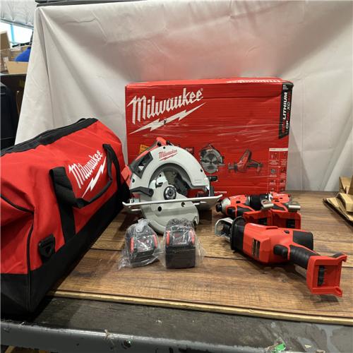 AS-IS Milwaukee M18 18-Volt Lithium-Ion Brushless Cordless Combo Kit (4-Tool) with 2-Batteries, 1-Charger and Tool Bag