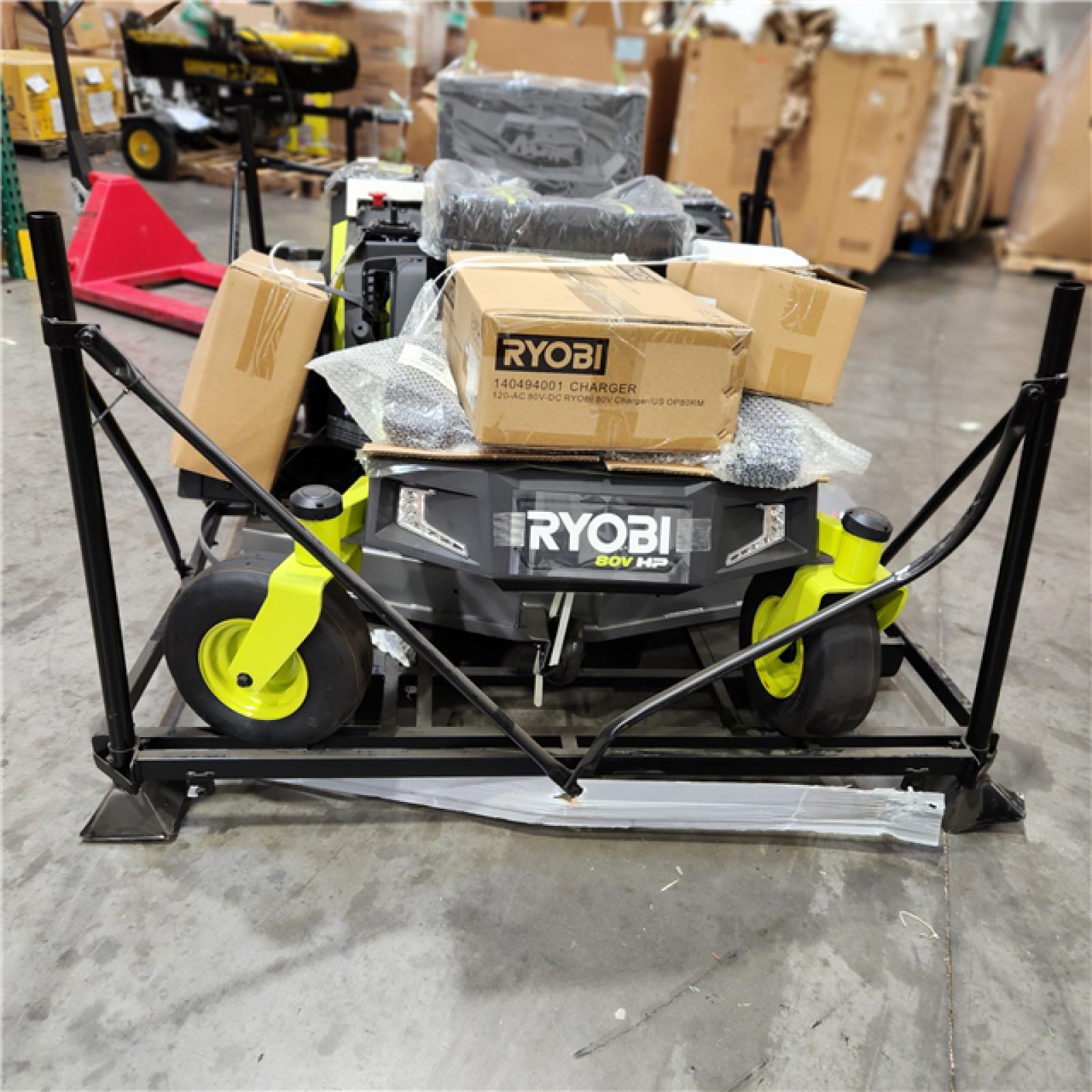 Dallas Location - As-Is RYOBI 80V HP Brushless 54 in. Battery Electric Cordless Zero Turn Riding Mower (3) 80V Batteries (4) 40V Batteries and Charger