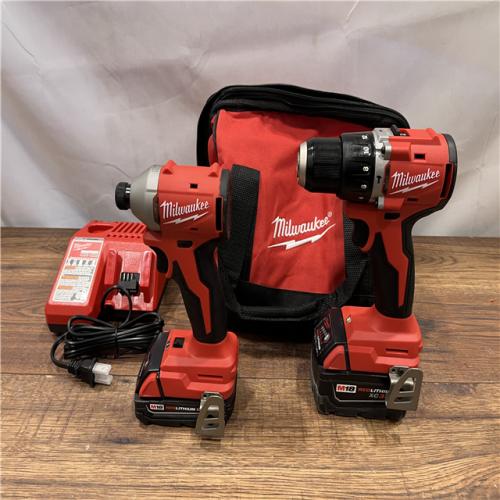 AS IS M18 18-Volt Lithium-Ion Brushless Cordless Compact Hammer Drill/Impact Combo Kit (2-Tool) with (2) Batteries, Bag