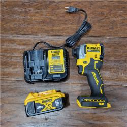 AS-IS DEWALT ATOMIC 20V MAX Lithium-Ion Cordless 1/4 in. Brushless Impact Driver Kit, 5 Ah Battery, Charger, and Bag