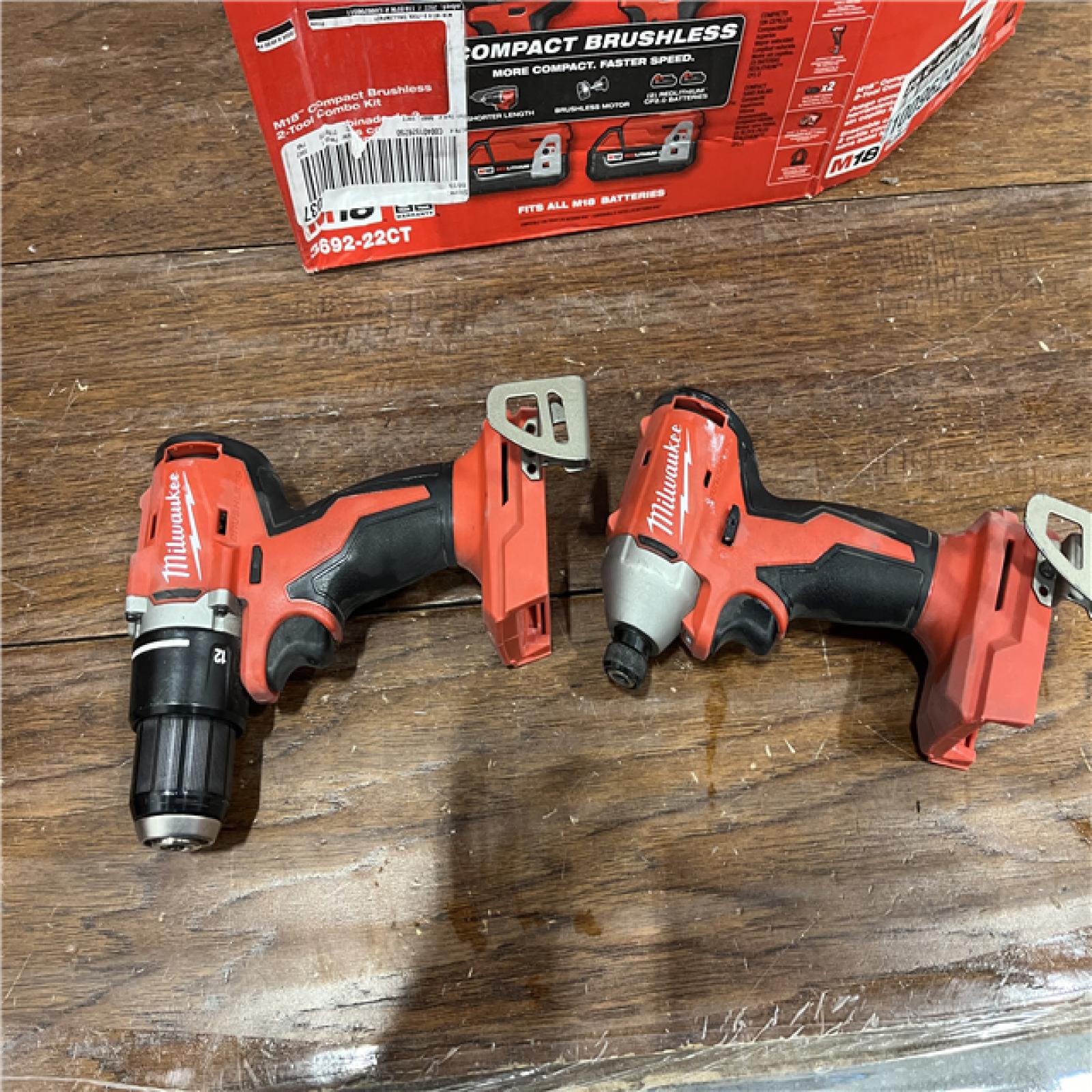 AS-IS M18 18V Lithium-Ion Brushless Cordless Compact Drill/Impact Combo Kit (2-Tool) W/(2) 2.0 Ah Batteries, Charger & Bag