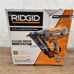 AS-IS Ridgid 15-Gauge 2-1/2 in. Angled Finish Nailer with CLEAN DRIVE Technology, Tool Bag and Sample Nails