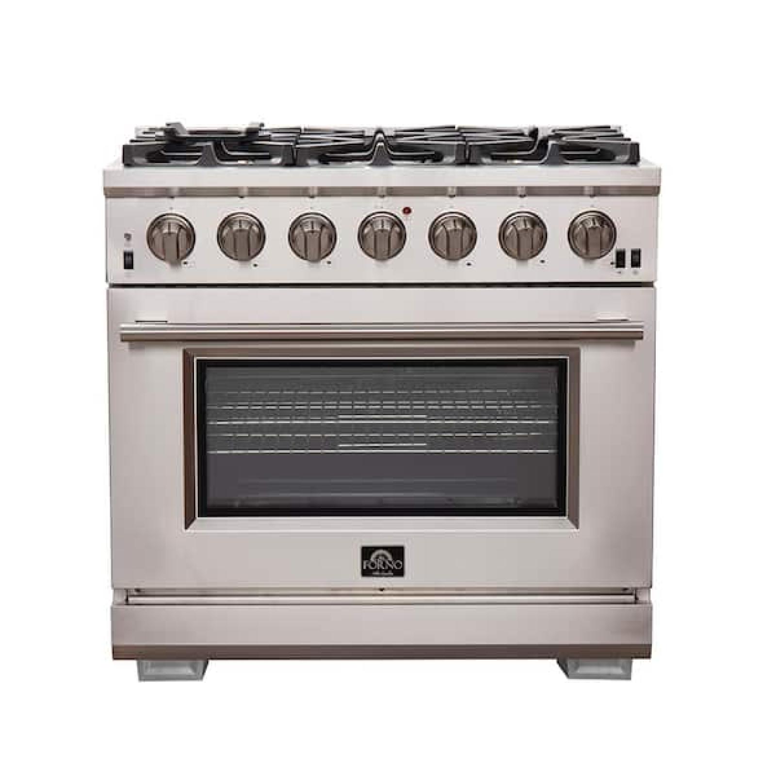 Phoenix Location Forno Capriasca 36 in. 5.36 cu. ft. Gas Range with 6 Gas Burners Oven in Stainless Steel