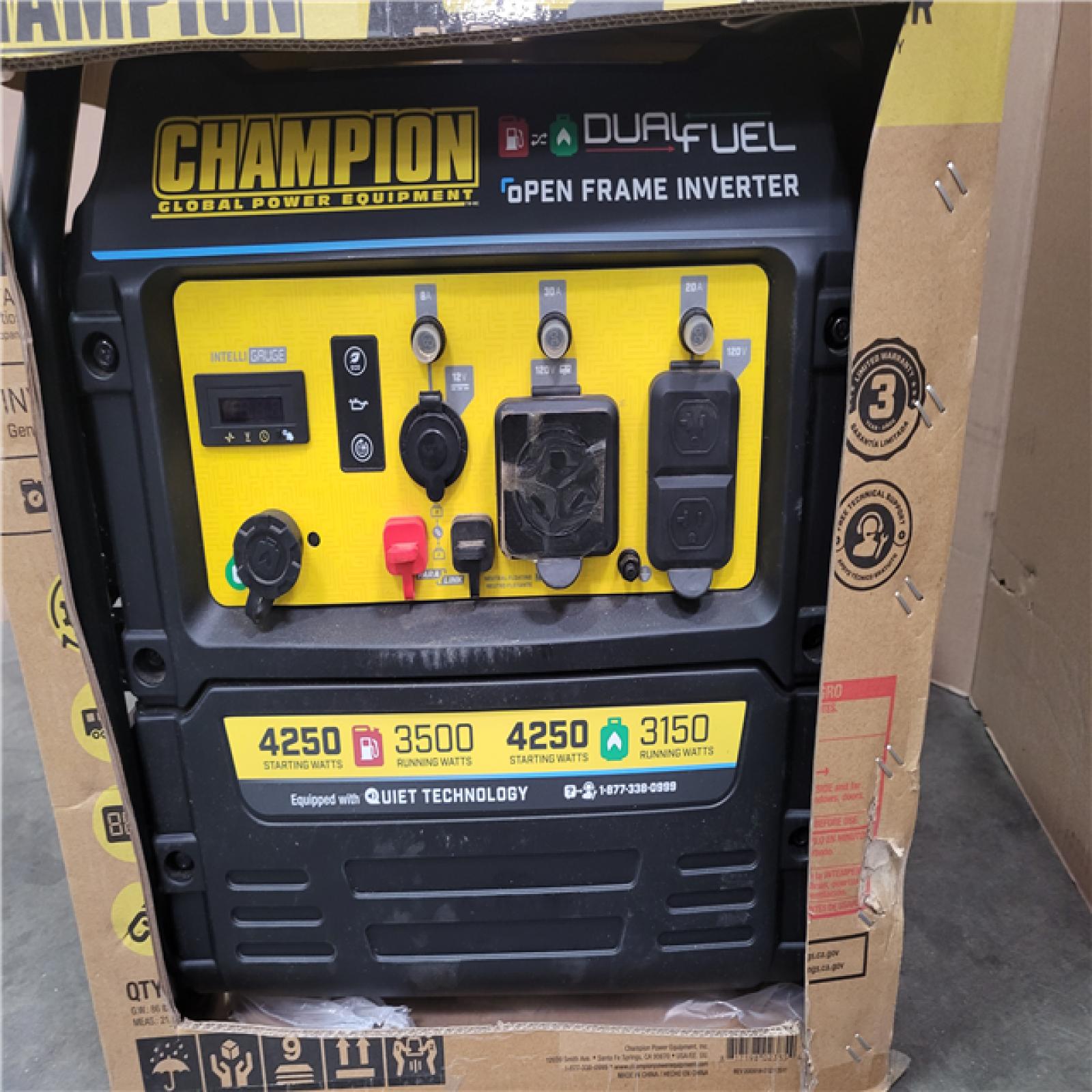 CALIFORNIA AS-IS CHAMPION 4250W DUAL FUEL OPEN FRAME INVERTER MODEL#200914