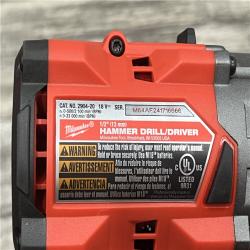 AS-IS Milwaukee 2904-22 Hammer Drill Driver Kit with Batteries  Charger & Tool Case  Red