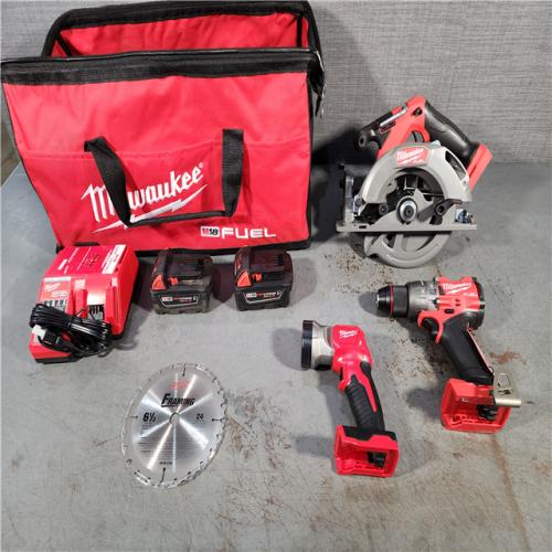 HOUSTON LOCATION - AS-IS (APPEARS LIKE NEW) M18 18-Volt Lithium-Ion Brushless Cordless FUEL Combo Kit (3-Tool) with 2-Batteries, 1-Charger, and Tool Bag