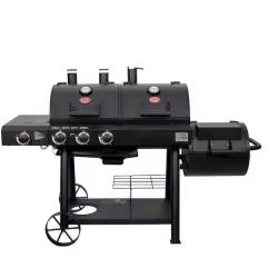 DALLAS LOCATION - Char-Griller Texas Trio 4-Burner Dual Fuel Grill with Smoker in Black