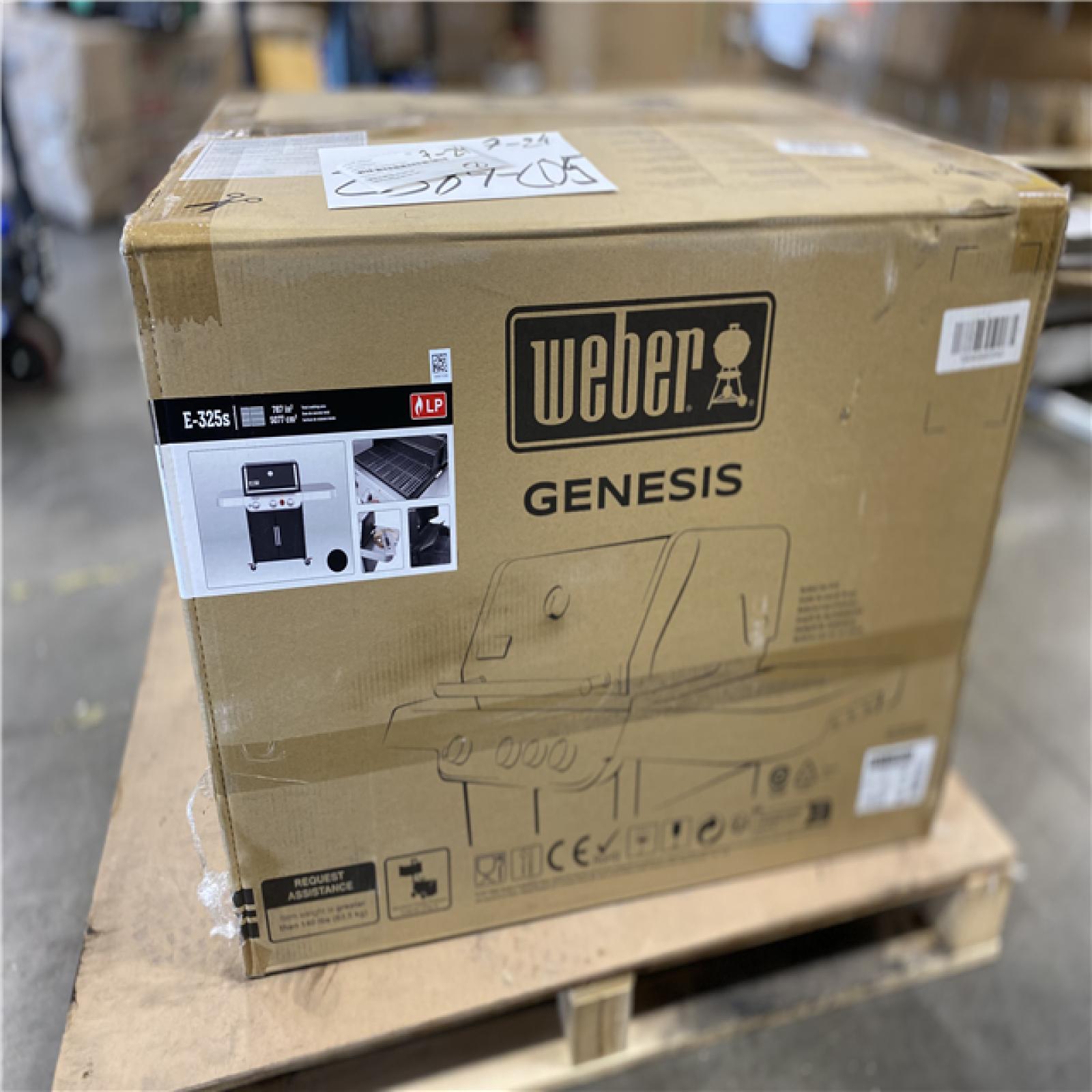 DALLAS LOCATION - Weber Genesis E-325s 3-Burner Liquid Propane Gas Grill in Black with Built-In Thermometer