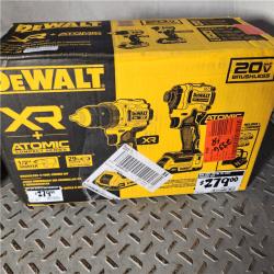 Houston location AS-IS DEWALT 20V MAX XR Cordless Drill/Driver, ATOMIC Impact Driver 2 Tool Combo Kit, (2) 2.0Ah Batteries, Charger, and Bag