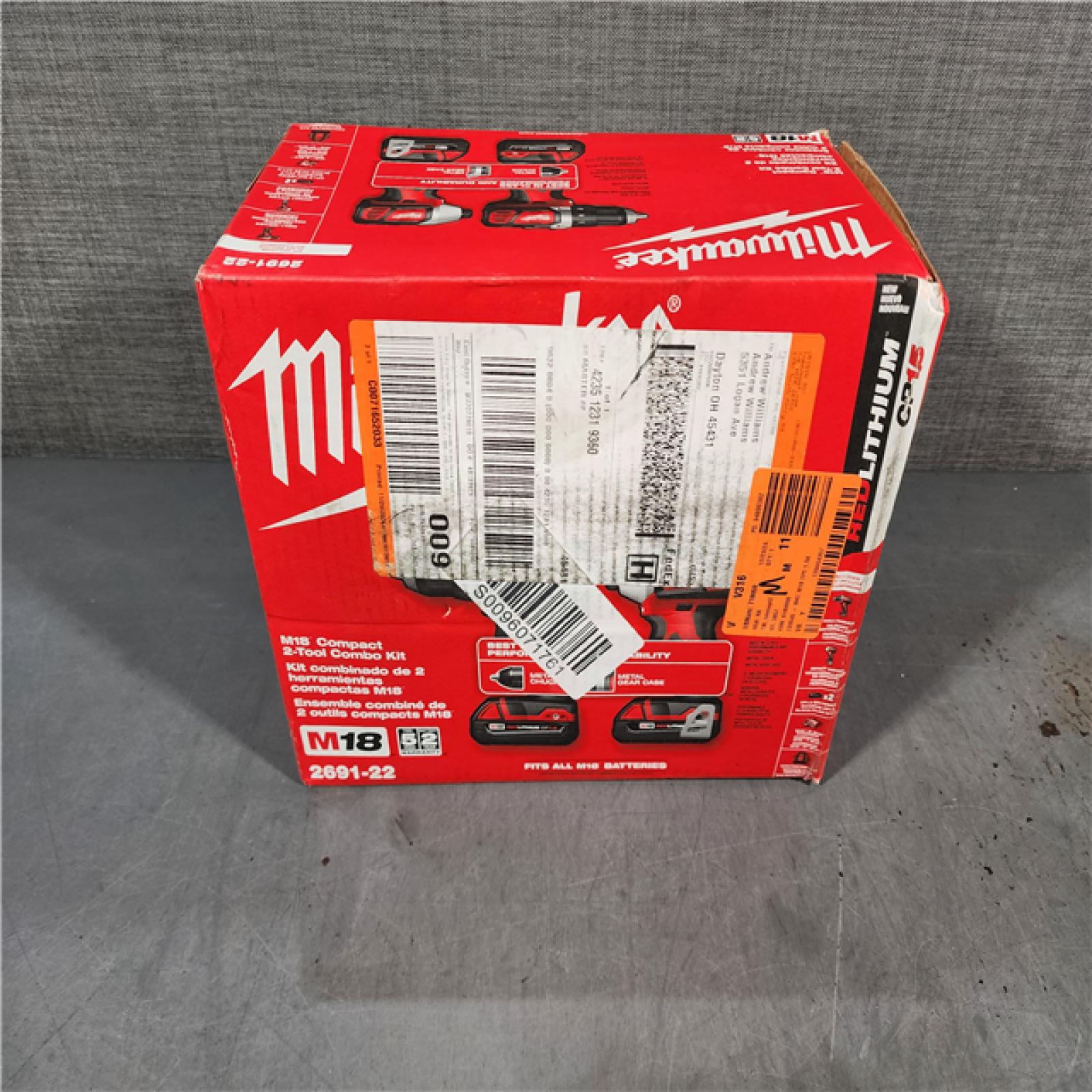 HOUSTON LOCATION - AS-IS Milwaukee M18 18V Cordless Brushed 2 Tool Drill/Driver and Impact Driver Kit