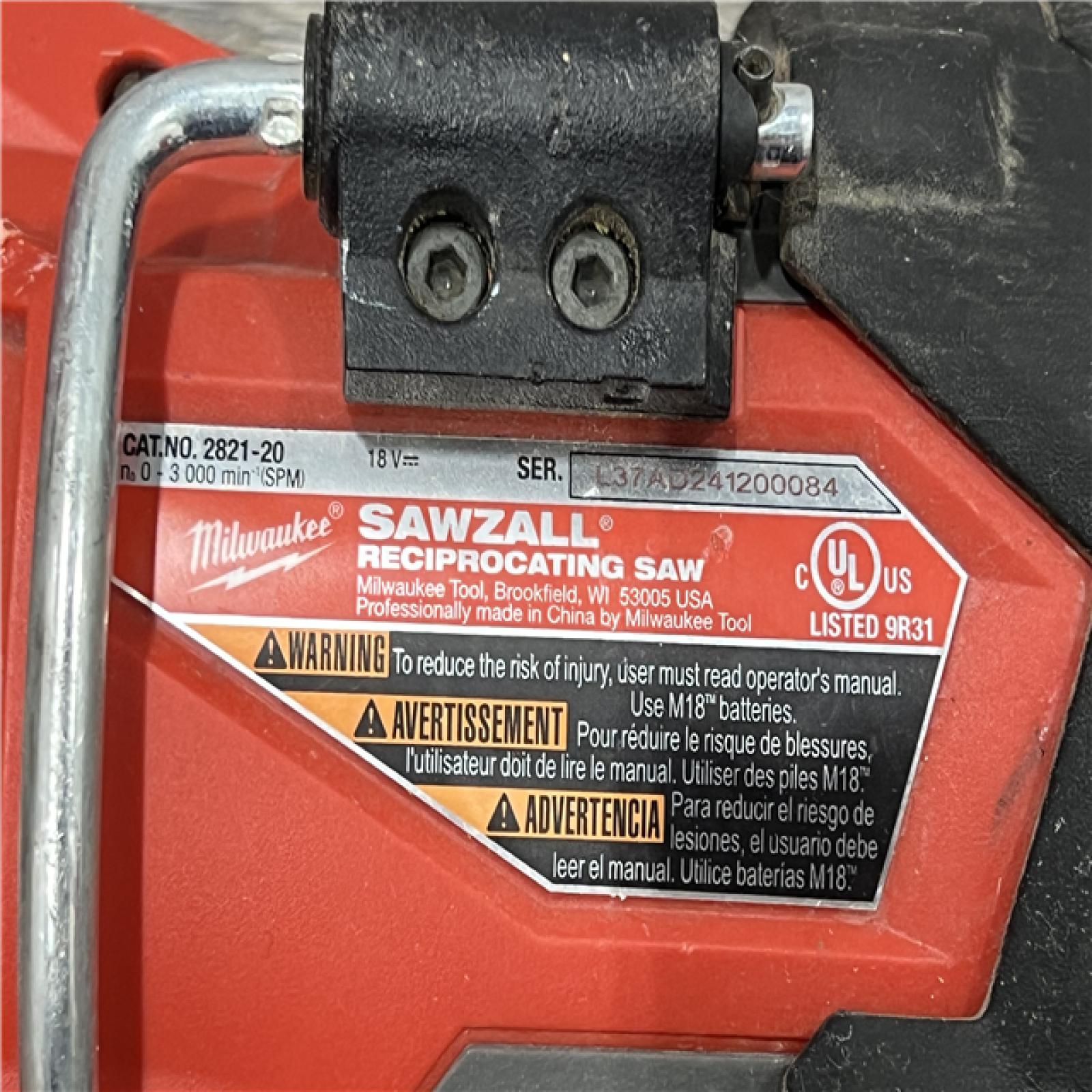 AS-IS Milwaukee M18 Fuel Sawzall Brushless Cordless Reciprocating Saw - No Charger, No Battery, Bare Tool Only