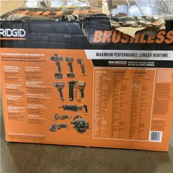 NEW! -  RIDGID 18V Brushless 9-Tool Combo Kit with 6.0 Ah and 2.0 Ah MAX Output Batteries and Charger