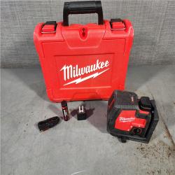 HOUSTON LOCATION - AS-IS MILWAUKEE 100 Ft. REDLITHIUM Lithium-Ion USB Green Rechargeable Cross Line Laser Level with Charger