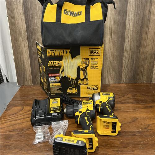 AS-IS DEWALT ATOMIC 20-Volt MAX Lithium-Ion Cordless Combo Kit (2-Tool) with (2) 2.0Ah Batteries, Charger and Bag