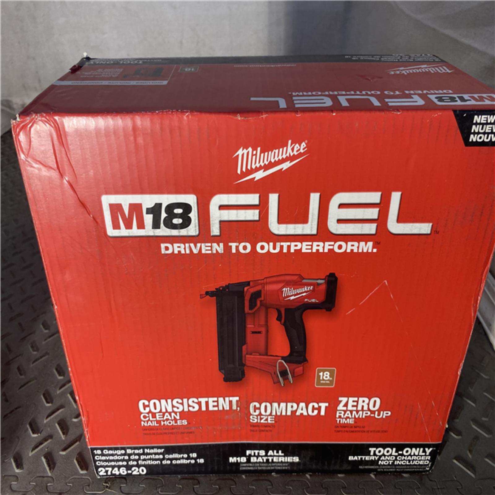 Houston location AS-IS Milwaukee M18 Fuel 18V Brushless 18-Gauge Brad Nailer 2746-20 (Bare Tool)