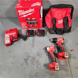 HOUSTON LOCATION - AS-IS M18 18V Lithium-Ion Brushless Cordless Compact Drill/Impact Combo Kit (2-Tool) W/(2) 2.0 Ah Batteries, Charger & Bag